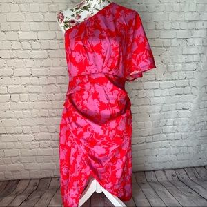 Pink Abstract One Shoulder Dress